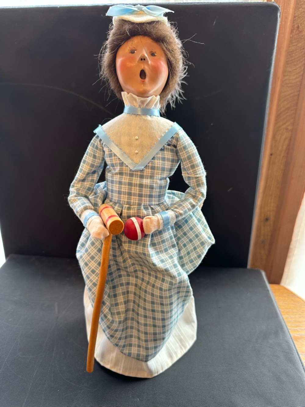 Vintage Style Blue Plaid Croquet Doll